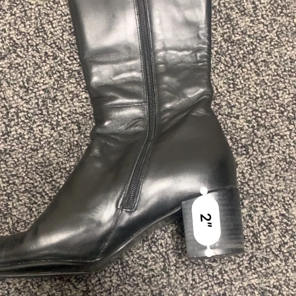 Glacee Black Leather tall, heeled boots 8.5 M - Picture 11 of 11